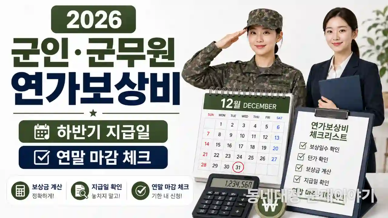 2026 군인 군무원 연가보상비 하반기 지급일|연말 마감·정산 전 확인사항