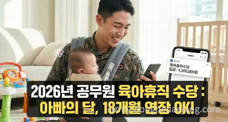 2026년 군인 및 공무원 육아휴직수당, 급여/조건/기간/지급 총정리(최신)