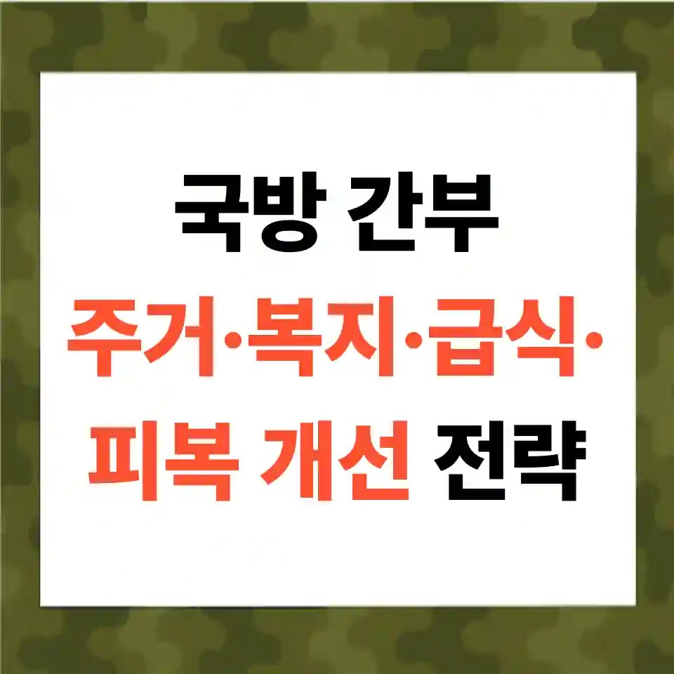 국방 간부 주거·복지·급식·피복 개선 전략 대표 이미지
