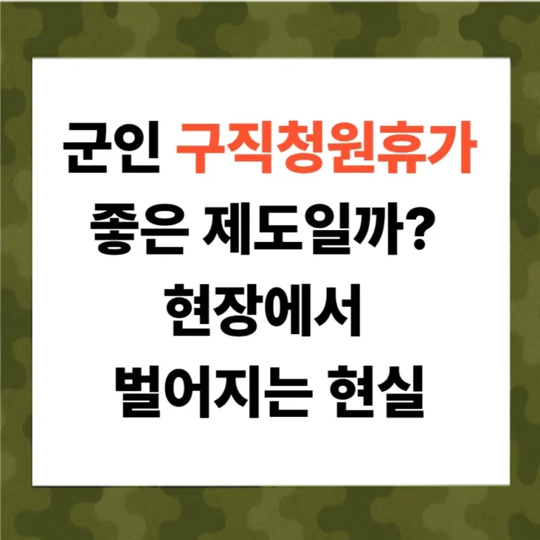 📢군인 구직청원휴가, 좋은 제도일까? 현장에서 벌어지는 현실
