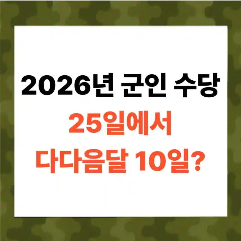 2026년 군인 수당 지급일 변경: 25일에서 10일로, 내 월급 관리는?