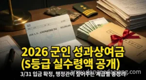 2026 군인(군무원) 성과상여금 지급일 확정! 계급별 S~D등급 실수령액 총정리