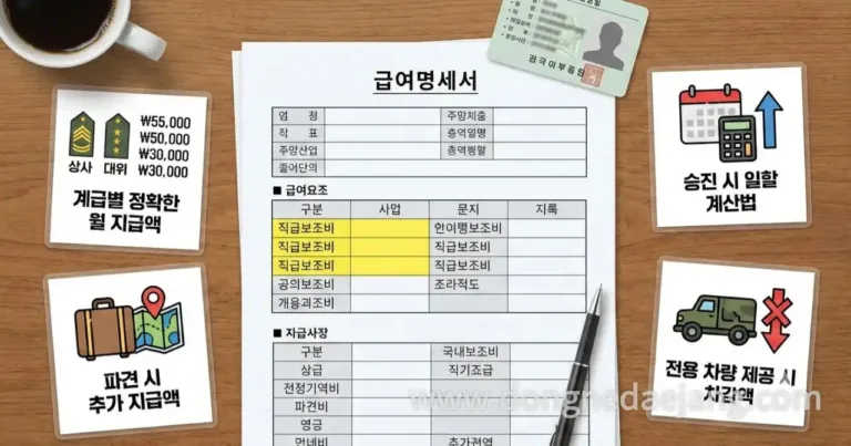 2026 군인(군무원) 직급보조비 계급/급수별 지급액 완벽 정리