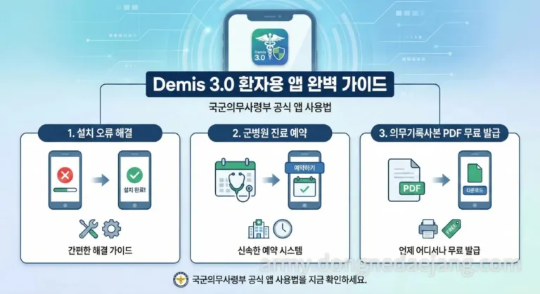 Demis3.0 환자용 앱 사용법: 군병원 예약부터 의무기록 발급까지 완벽 가이드
