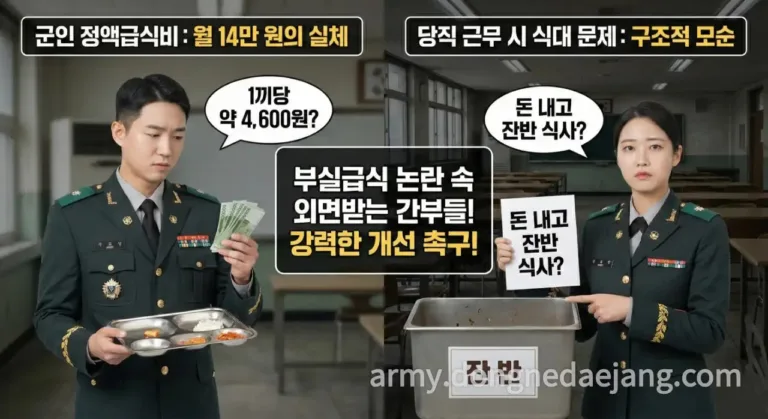 군인 정액급식비 수당 금액과 논란: 돈 내고 근무 서는 ‘배고픈’ 간부들