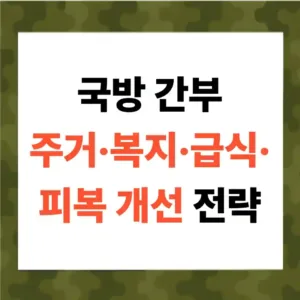 국방 간부 주거·복지·급식·피복 개선 전략
