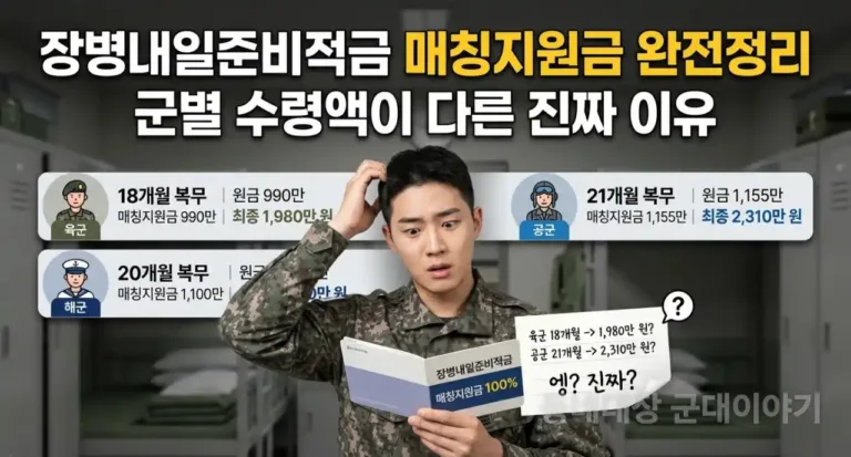 장병내일준비적금 매칭지원금이 군별 차이?? 왜 나는 적게 받지?