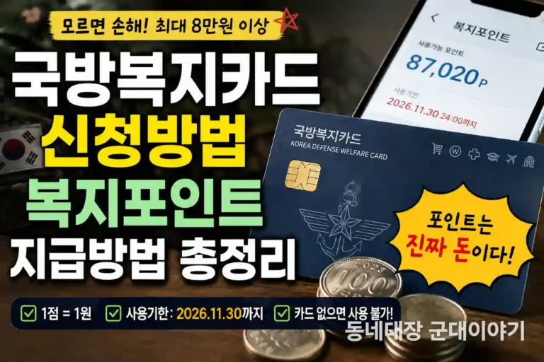 국방복지카드 신청방법 복지포인트 지급안내 군인 공무원 공무직근로자