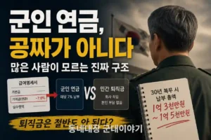 2026 군인연금 공짜 아니다?｜기여금 7%·퇴직수당·직장인 퇴직금 차이