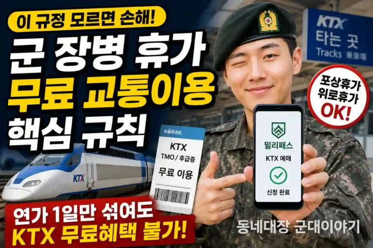 군인 국군 장병 휴가 교통 무료로 이용하기