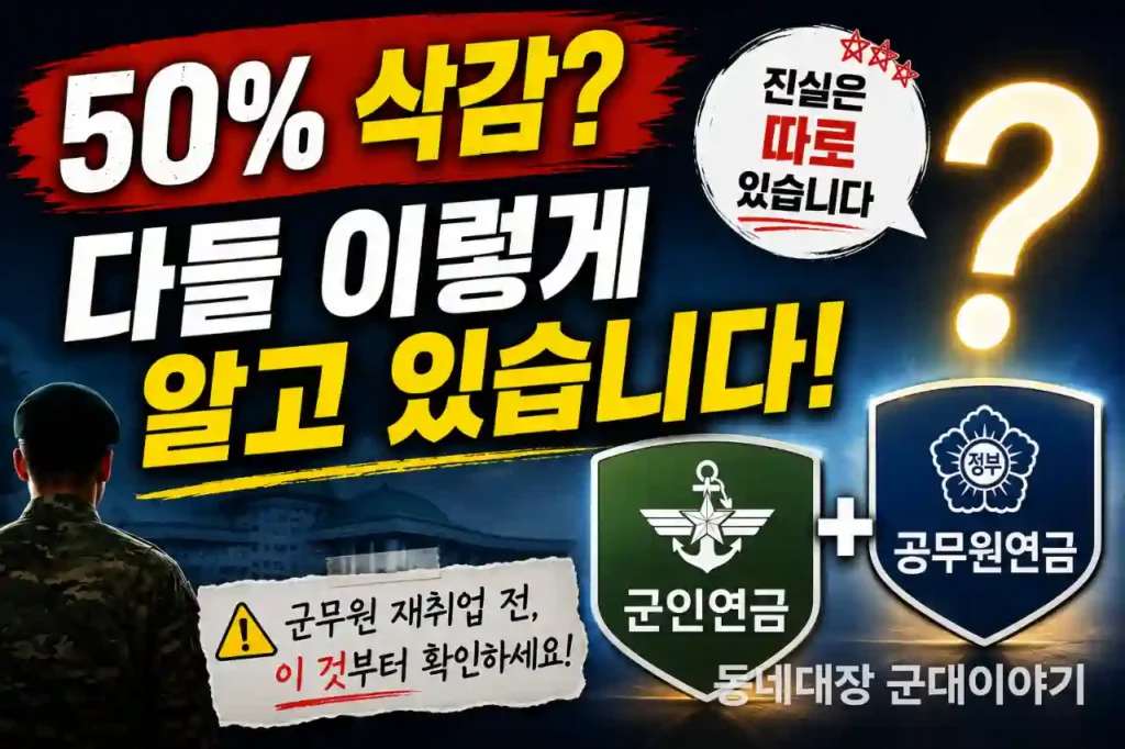 군인연금 공무원연금 중복지급 삭감 50%