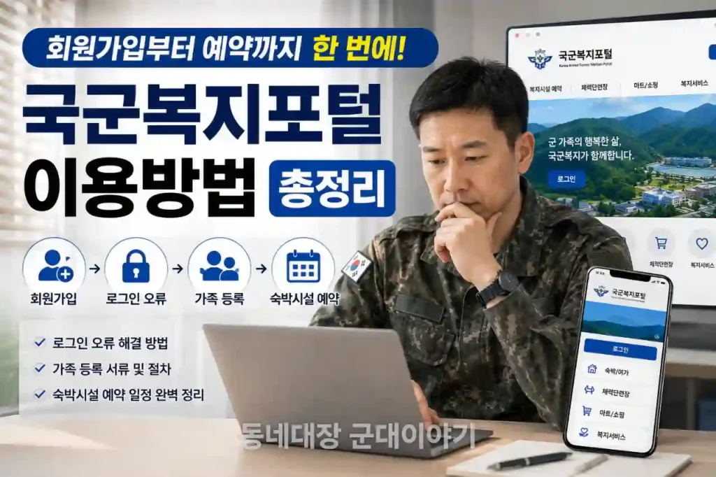국군복지포털 이용방법 회원가입 가족가입 예약방법