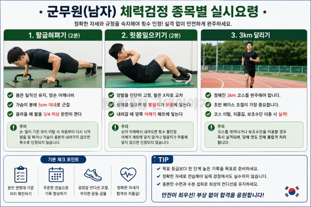 군무원-남자-체력검정-종목별-실시요령