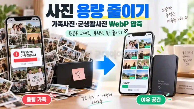 사진 용량 줄이기|25년 군생활·가족사진을 WebP로 줄여 보관해보니